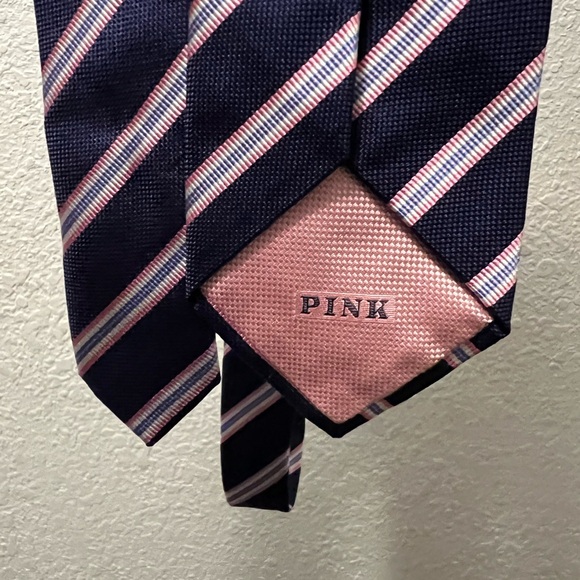 Thomas Pink blue pink Tonal Striped Silk Tie - Picture 3 of 4